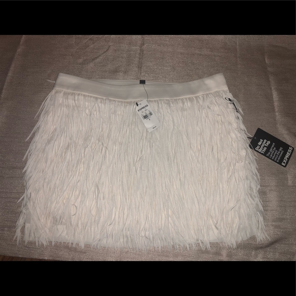 Express silk and chiffon off white  mini skirt